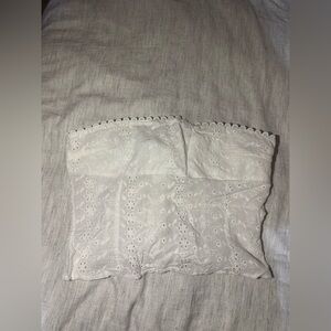 White Eyelet Lace Tube Top